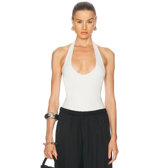SANS FAFF Bamboo Halter Bodysuit in White - Picture 1 of 5